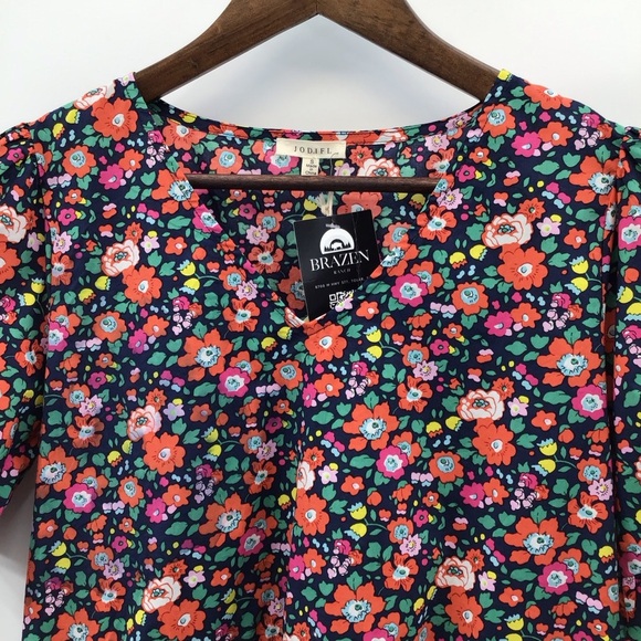 JODIFL Floral Blouse - Vibrant Multicolor Floral Blouse - Picture 3 of 12